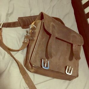 Leather over the shoulder bag briefcase laptop